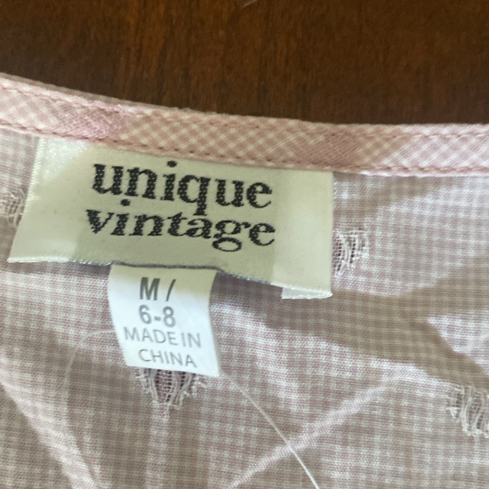 Unique Vintage dusty rose heart puff sleeve top size medium (6-8) - Picture 5 of 9